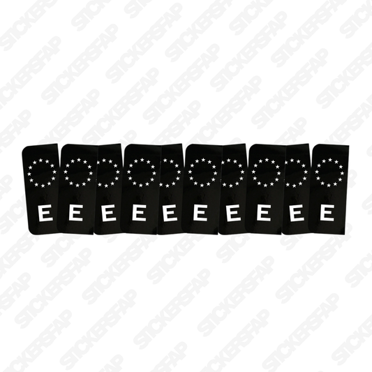 10x6 en pegatinas de matrícula E negra